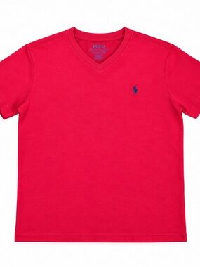 Polo by Ralph Lauren Men’s V-Neck Tee in Hot Pink with Navy Pony